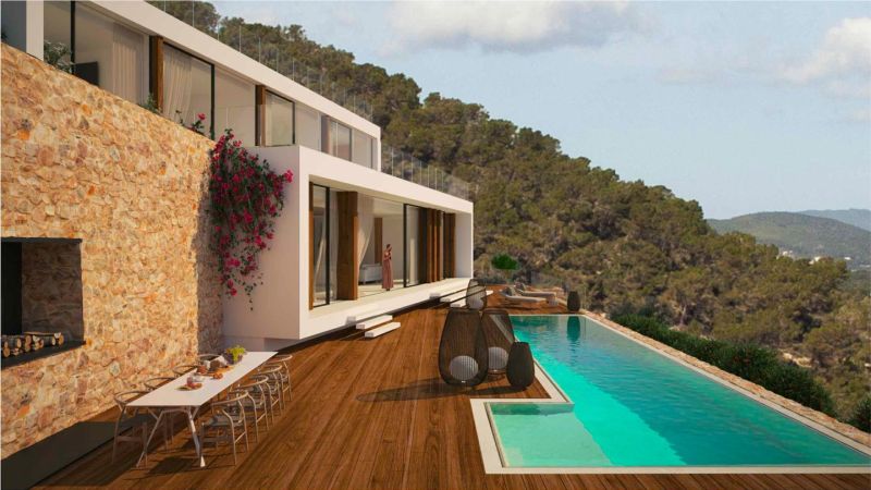 Villa de obra nueva con preciosas vistas al mar en Ibiza